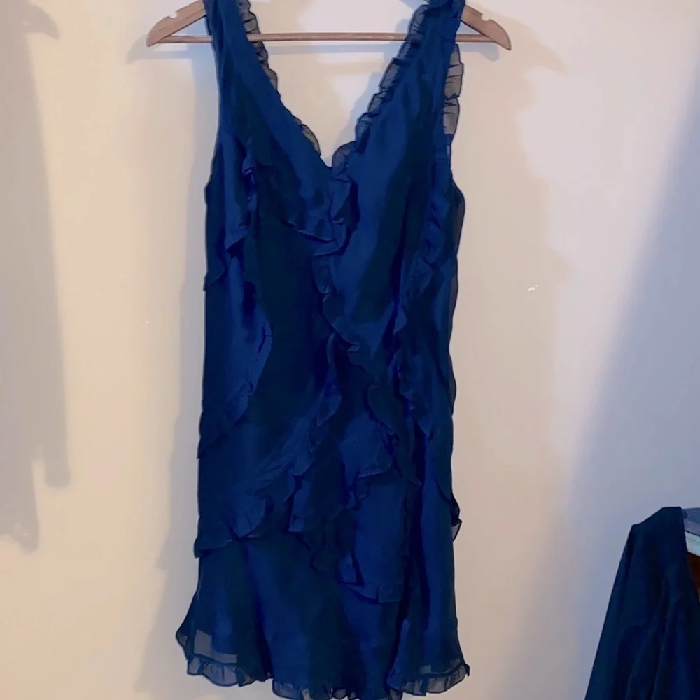 BCBG Silk ruffled dress. Royal blue - Picture 8 of 8